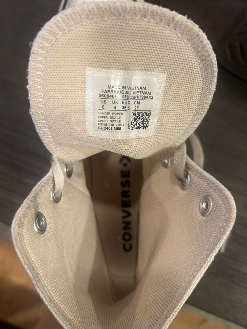 Converse High-Top Sneakers in Off-White with Black Trim - Picture 4 of 4